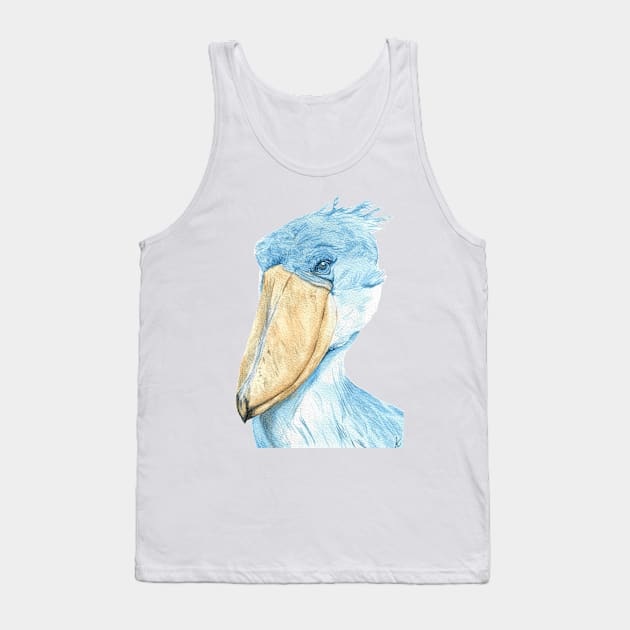 Shoebill watercolor bird portrait Tank Top by Oranjade0122